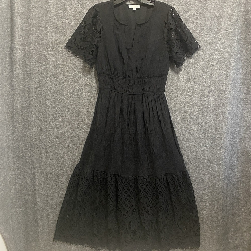 J‎ Gee Maxi Dress L Black Lace Boho Whimsigoth Fairy Grunge Witchy Cottagecore